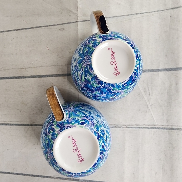 Lily Pulitzer Multicolor Watercolor Floral Ceramic Large Coffee Mugs Set of 2 - Picture 10 of 10